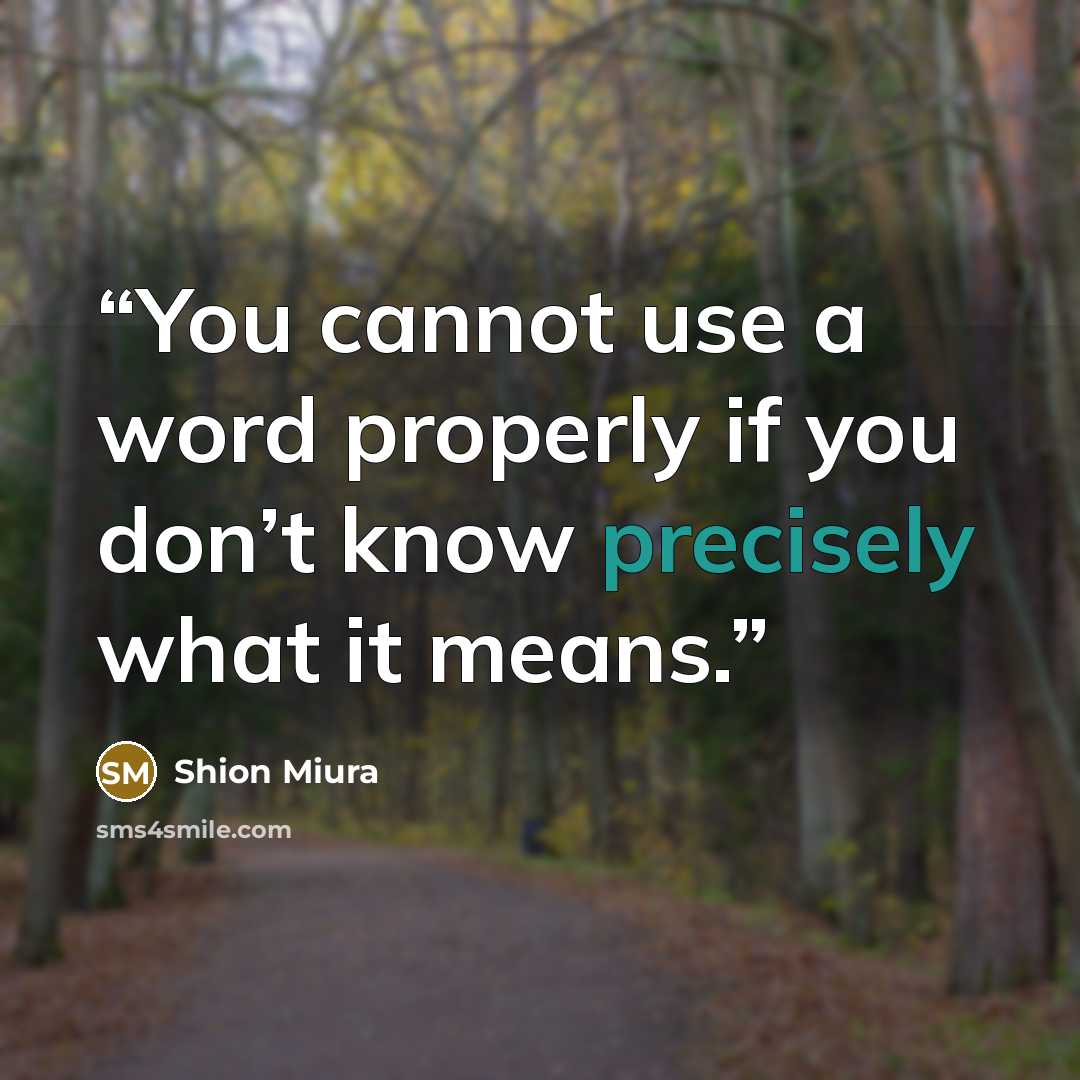 “You cannot use a word properly if you don’t know precisely what it means.” quote by Shion Miura