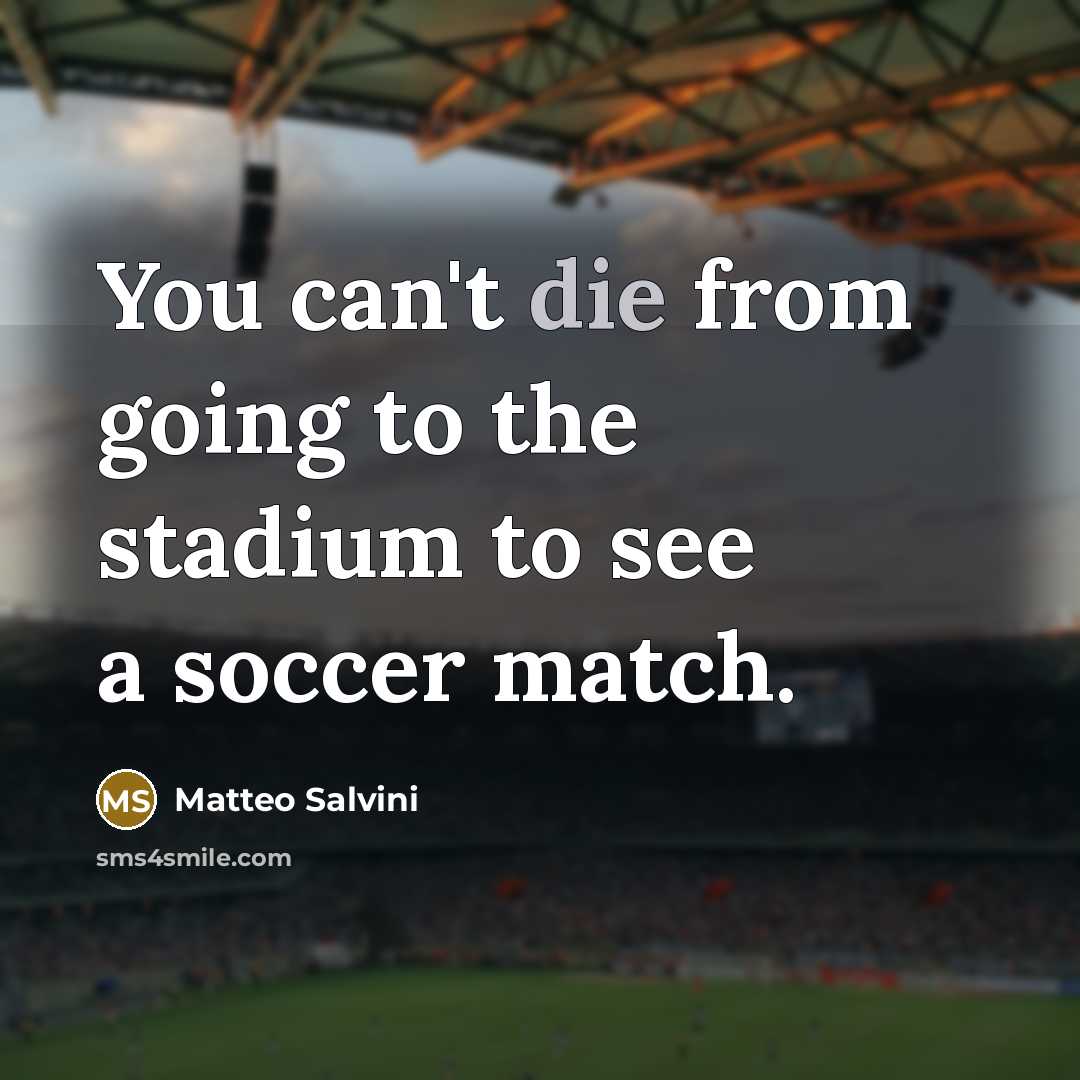 “You can't die from going to the stadium to see a soccer match.” quote by Matteo Salvini