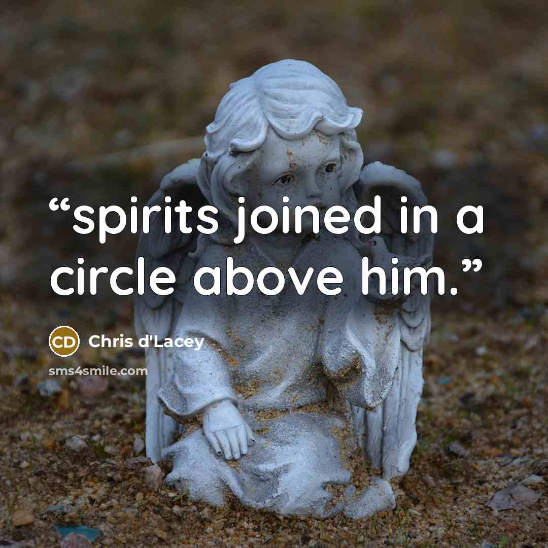“spirits joined in a circle above him.” quote by Chris d'Lacey