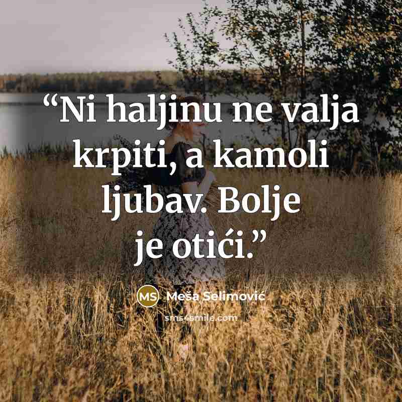 “Ni haljinu ne valja krpiti, a kamoli ljubav. Bolje je otići.” quote by Meša Selimović