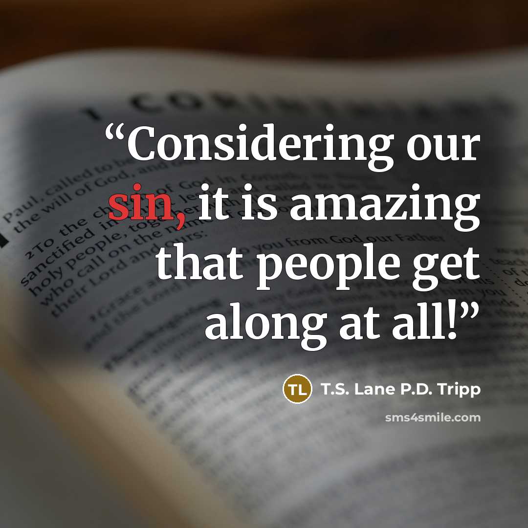 “Considering our sin, it is amazing that people get along at all!” quote by T.S. Lane P.D. Tripp