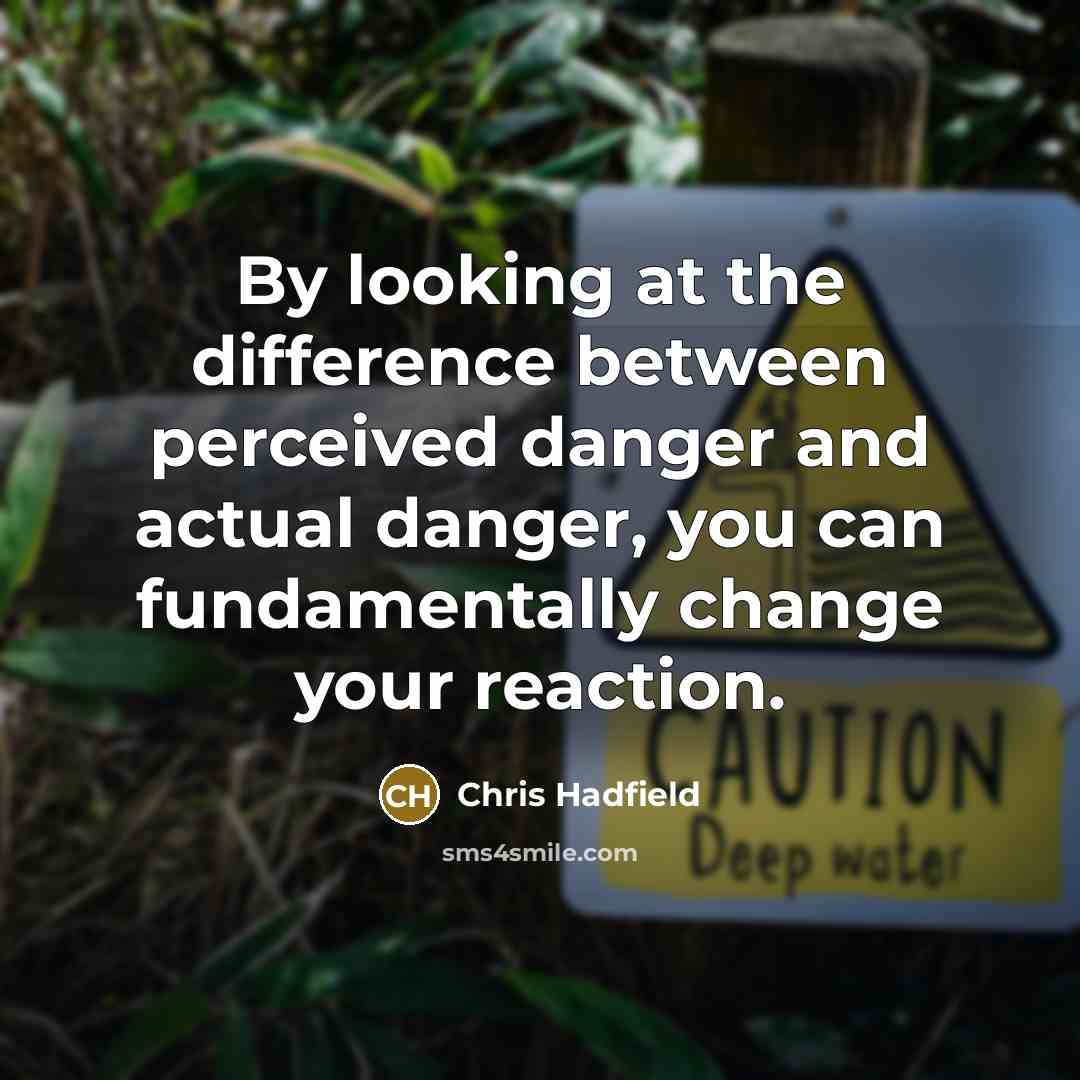 “By looking at the difference between perceived danger and actual danger, you can fundamentally change your reaction.” quote by Chris Hadfield