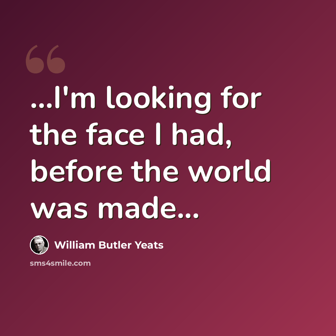 “...I'm looking for the face I had, before the world was made...” quote by William Butler Yeats