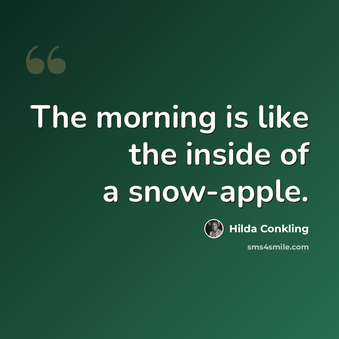 “The morning is like the inside of a snow-apple.” quote by Hilda Conkling