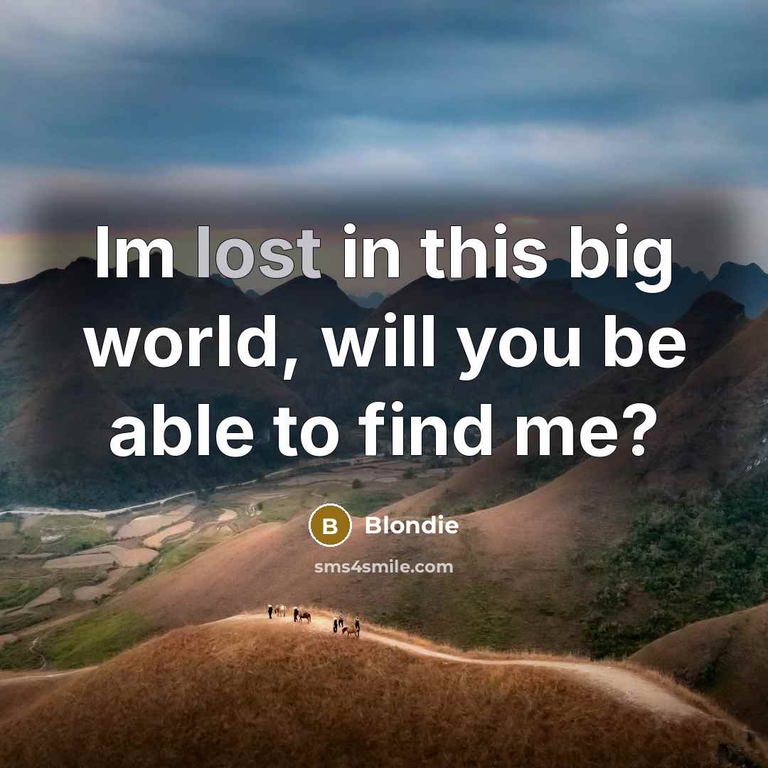 “Im lost in this big world, will you be able to find me?” quote by Blondie