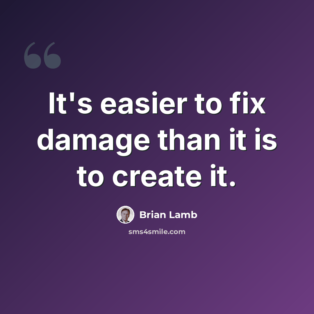 “It's easier to fix damage than it is to create it.” quote by Brian Lamb