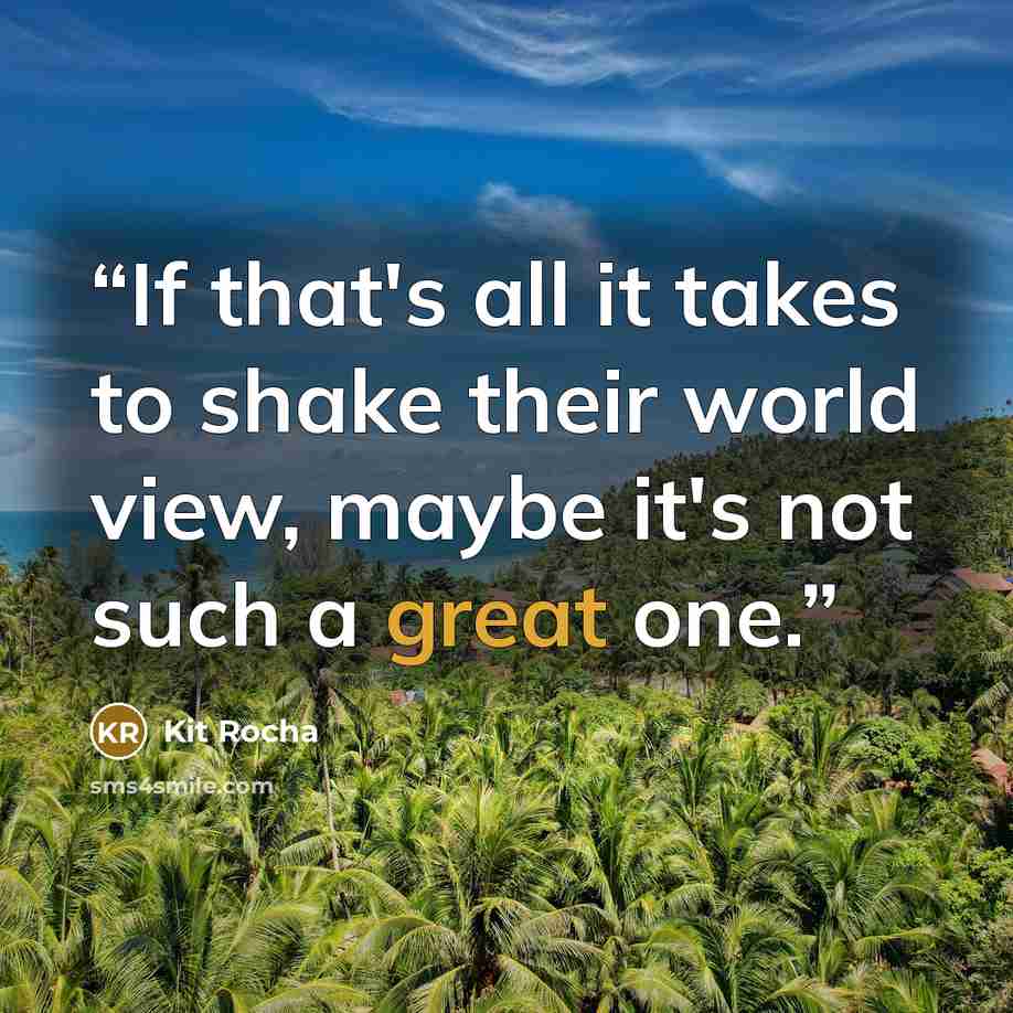“If that's all it takes to shake their world view, maybe it's not such a great one.” quote by Kit Rocha