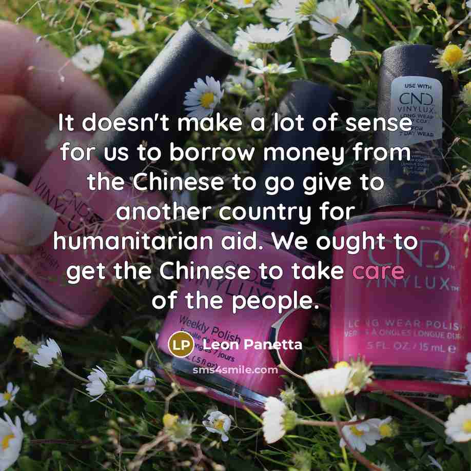 “It doesn't make a lot of sense for us to borrow money from the Chinese to go give to another country for humanitarian aid. We ought to get the Chinese to take care of the people.” quote by Leon Panetta