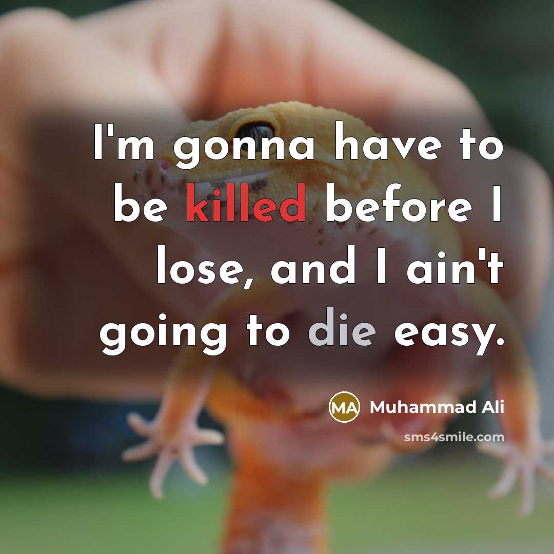 “I'm gonna have to be killed before I lose, and I ain't going to die easy.” quote by Muhammad Ali