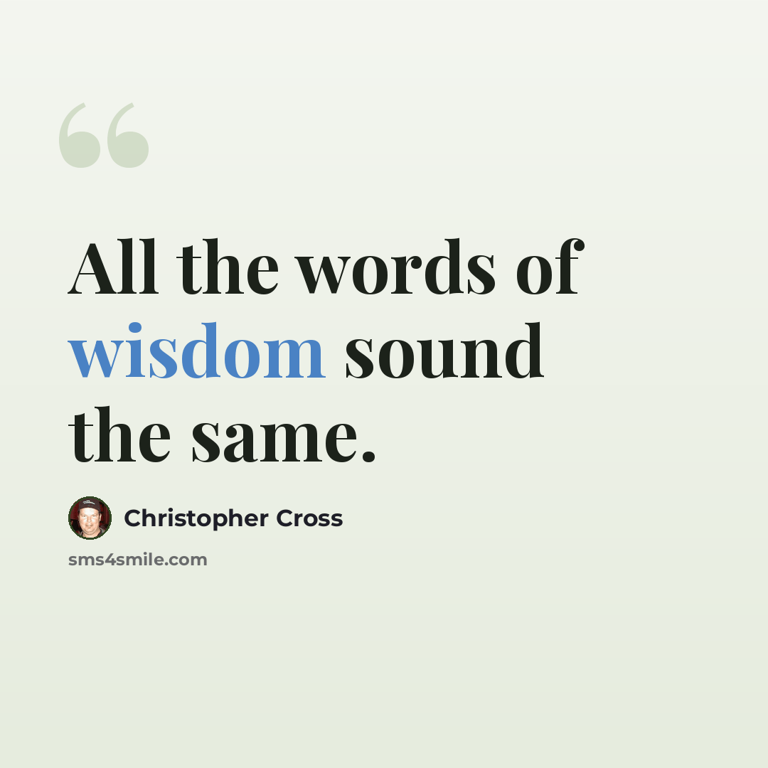 “All the words of wisdom sound the same.” quote by Christopher Cross