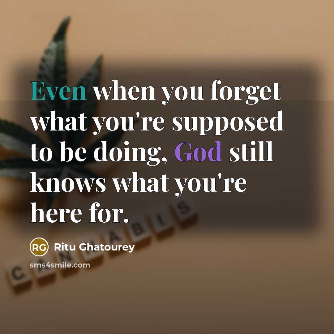 “Even when you forget what you're supposed to be doing, God still knows what you're here for.” quote by Ritu Ghatourey