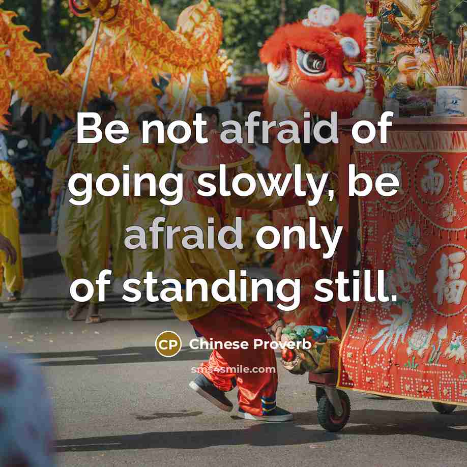 “Be not afraid of going slowly, be afraid only of standing still.” quote by Chinese Proverb