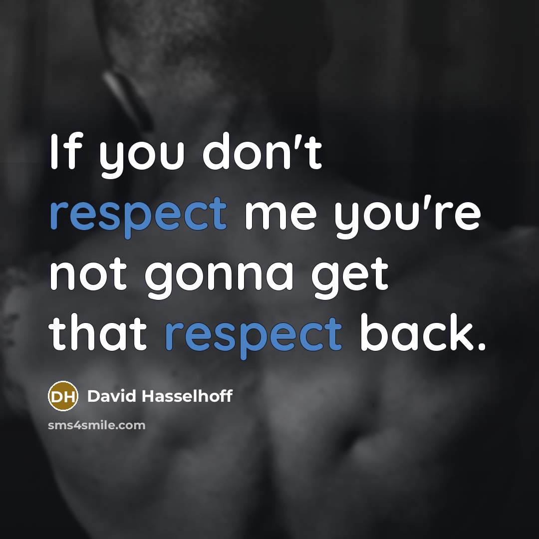 “If you don't respect me you're not gonna get that respect back.” quote by David Hasselhoff