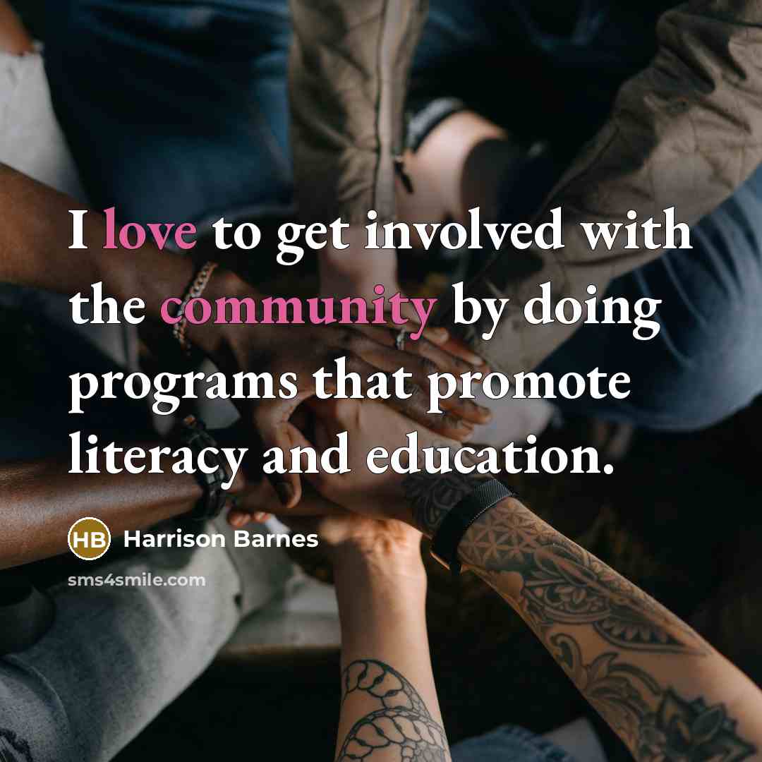 “I love to get involved with the community by doing programs that promote literacy and education.” quote by Harrison Barnes