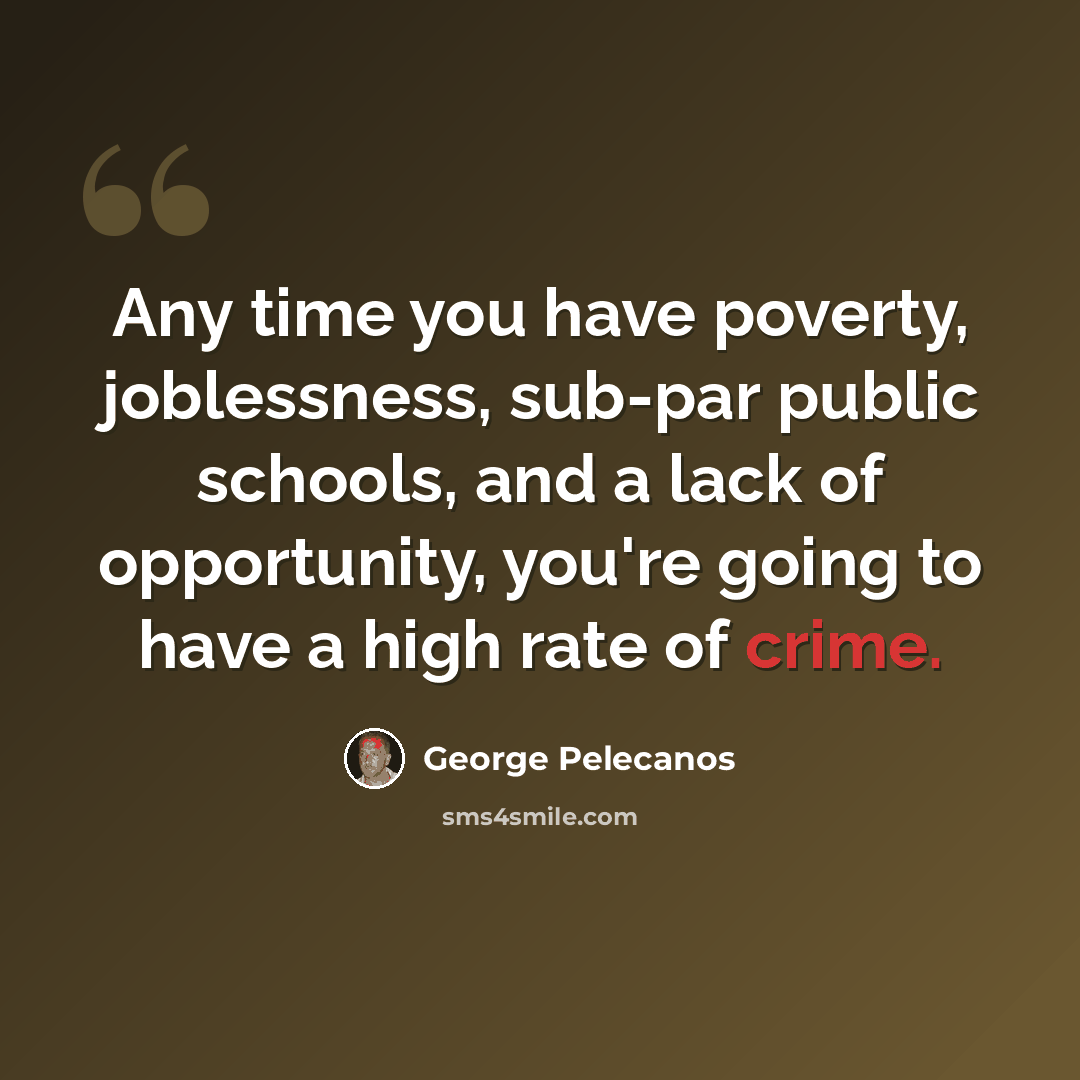 “Any time you have poverty, joblessness, sub-par public schools, and a lack of opportunity, you're going to have a high rate of crime.” quote by George Pelecanos
