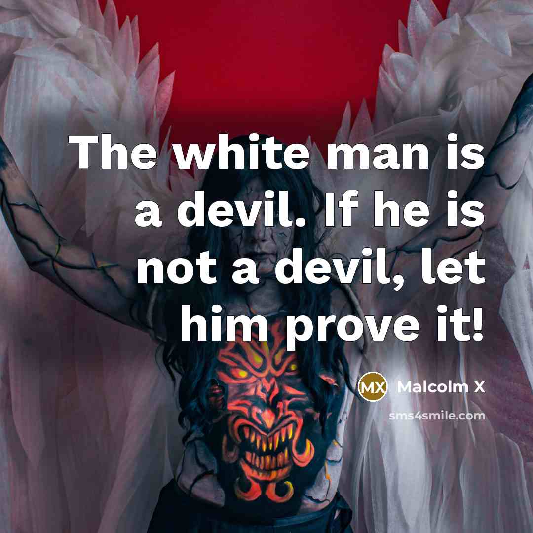 “The white man is a devil. If he is not a devil, let him prove it!” quote by Malcolm X