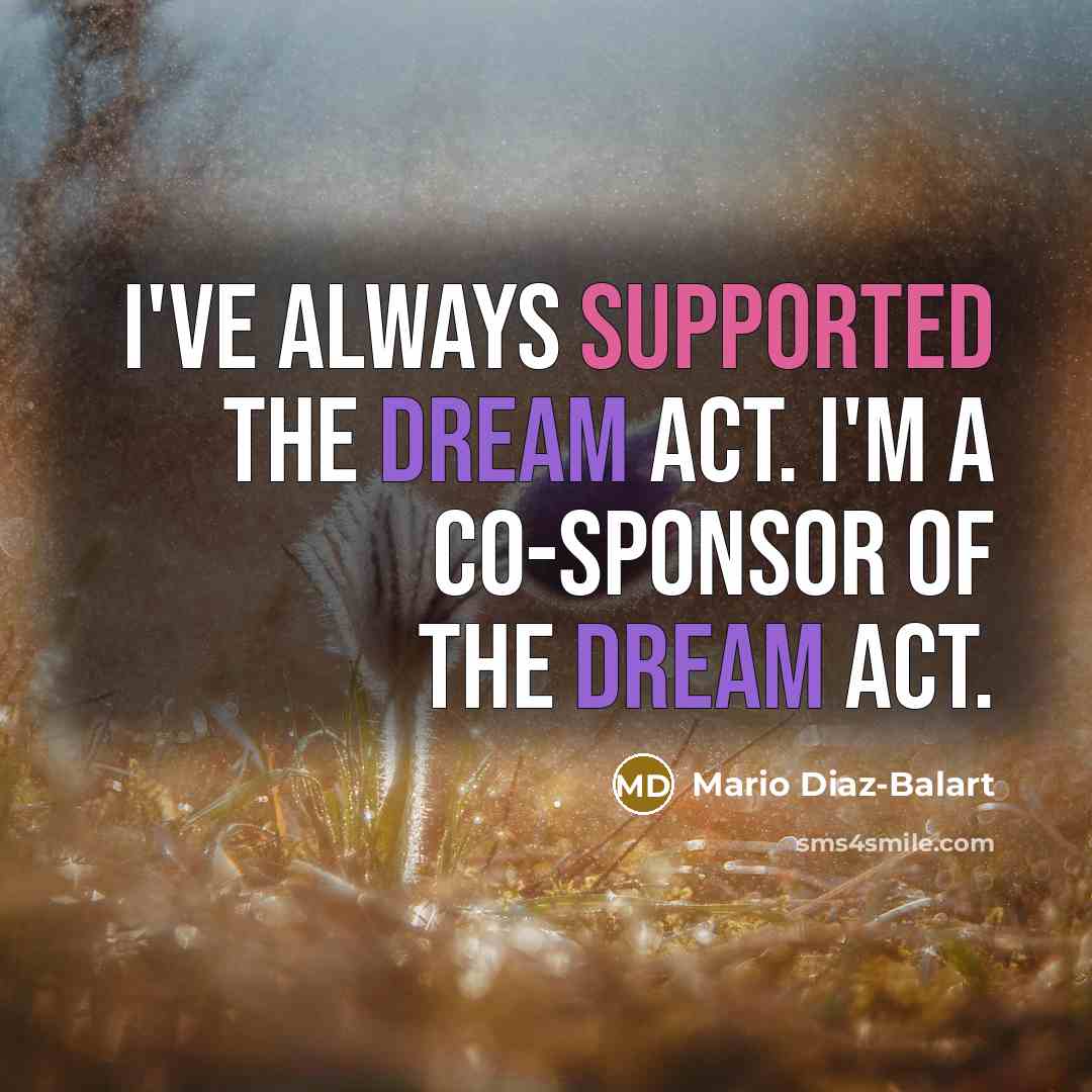 “I've always supported the DREAM Act. I'm a co-sponsor of the DREAM Act.” quote by Mario Diaz-Balart