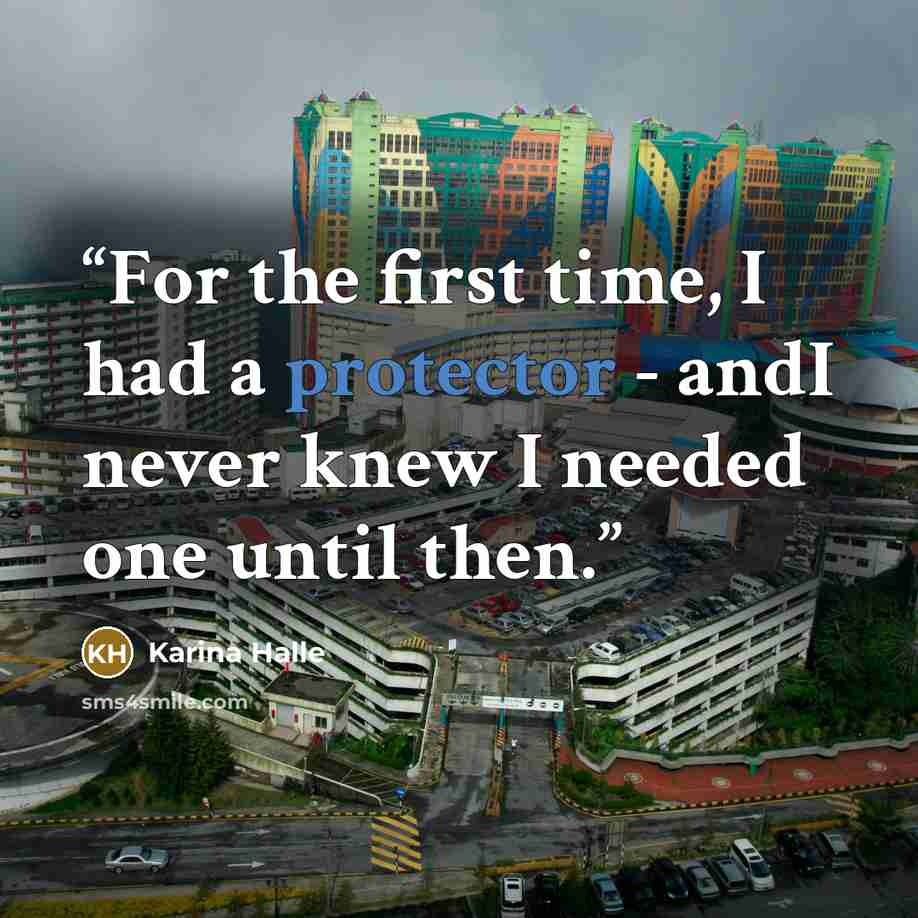“For the first time, I had a protector - andI never knew I needed one until then.” quote by Karina Halle