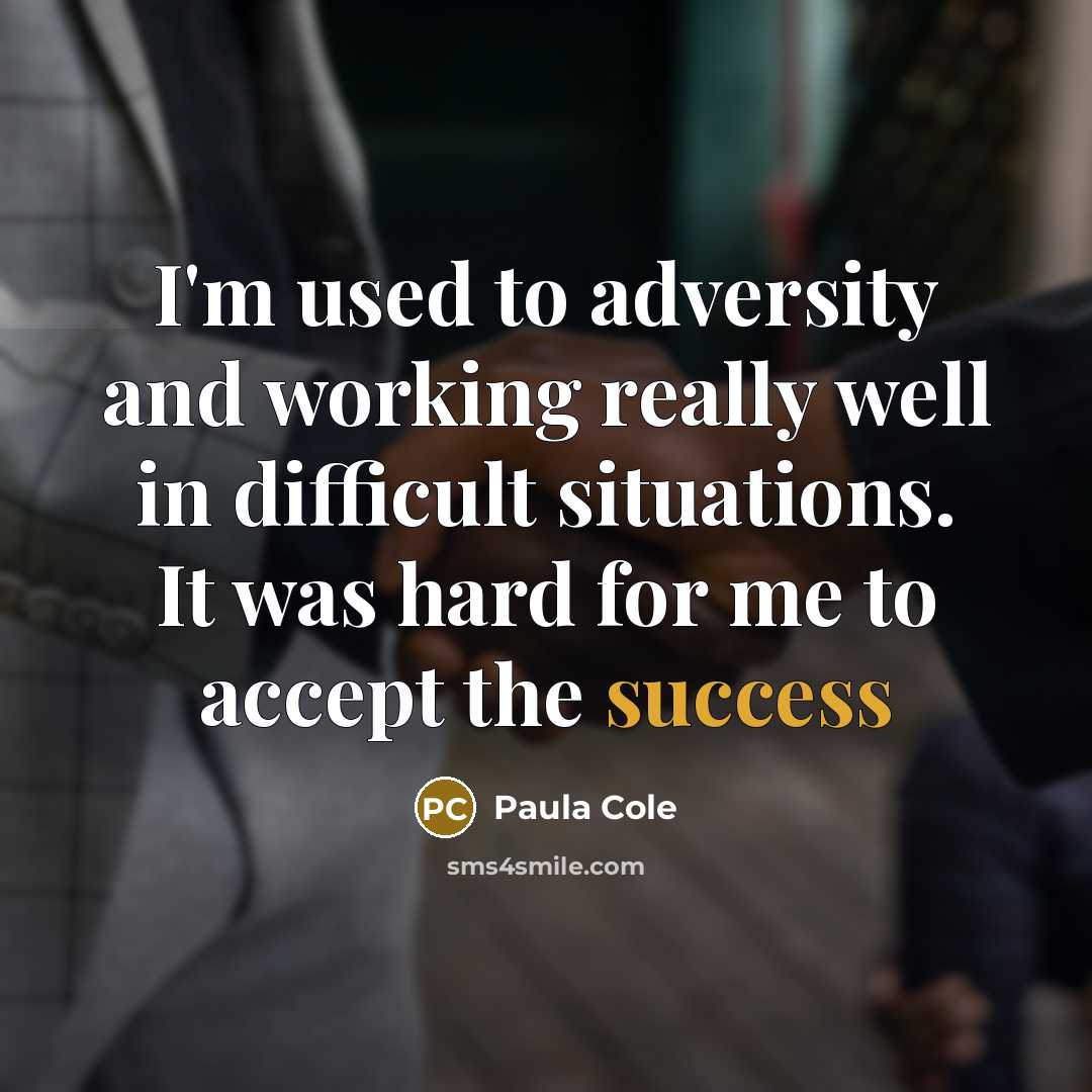 “I'm used to adversity and working really well in difficult situations. It was hard for me to accept the success” quote by Paula Cole