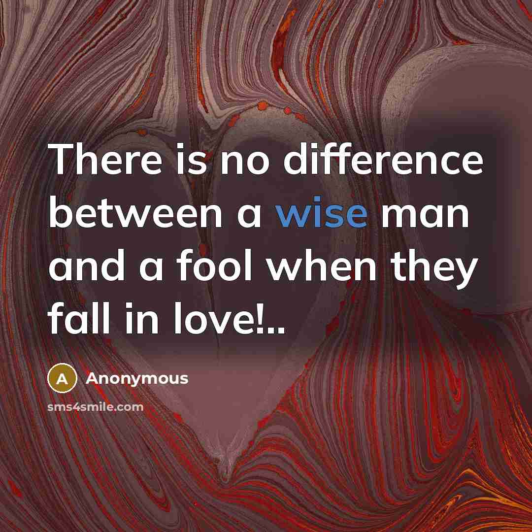 “There is no difference between a wise man and a fool when they fall in love!..” quote by Anonymous