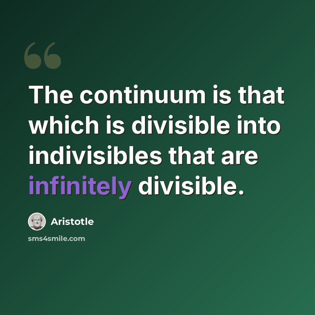 “The continuum is that which is divisible into indivisibles that are infinitely divisible.” quote by Aristotle