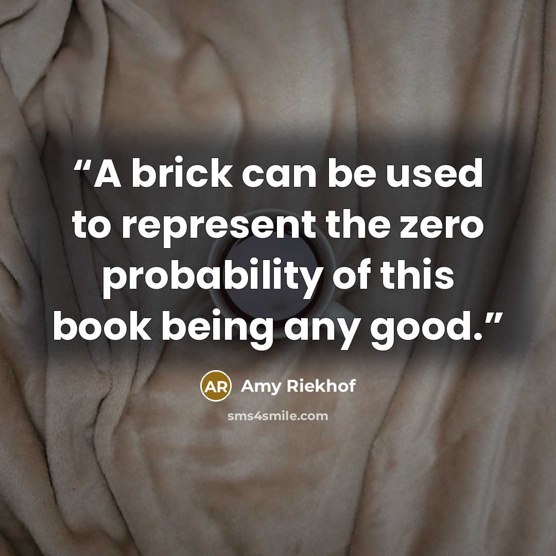 “A brick can be used to represent the zero probability of this book being any good.” quote by Amy Riekhof