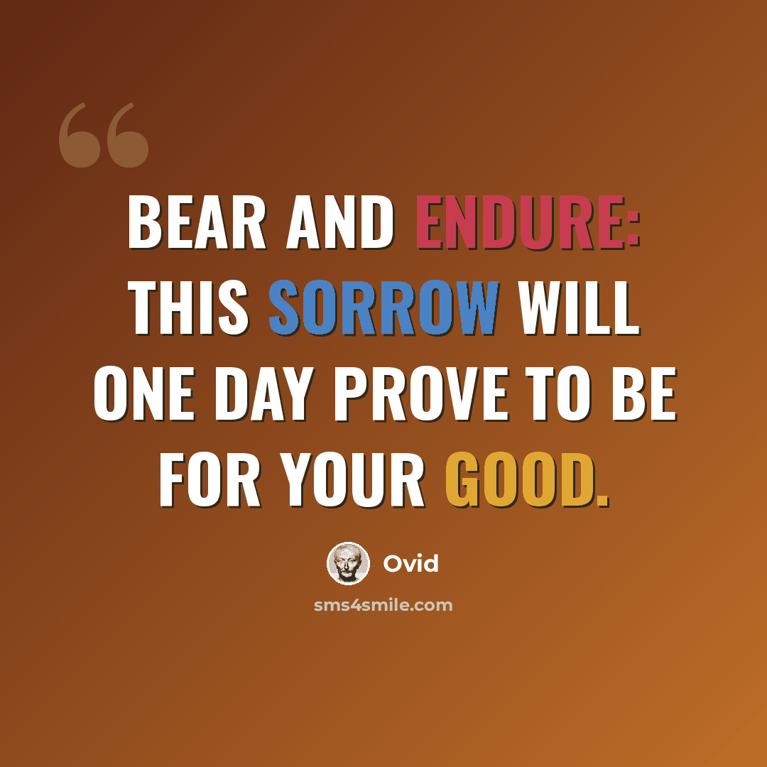 “Bear and endure: This sorrow will one day prove to be for your good.” quote by Ovid