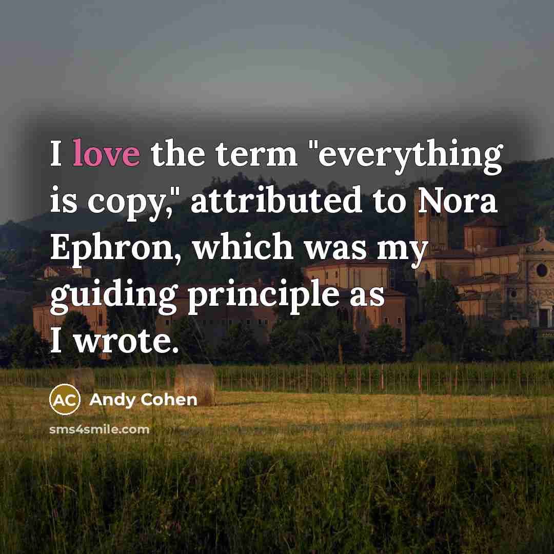 “I love the term "everything is copy," attributed to Nora Ephron, which was my guiding principle as I wrote.” quote by Andy Cohen