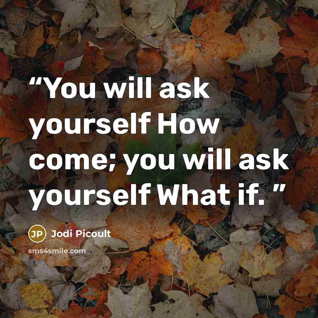 “You will ask yourself How come; you will ask yourself What if.” quote by Jodi Picoult