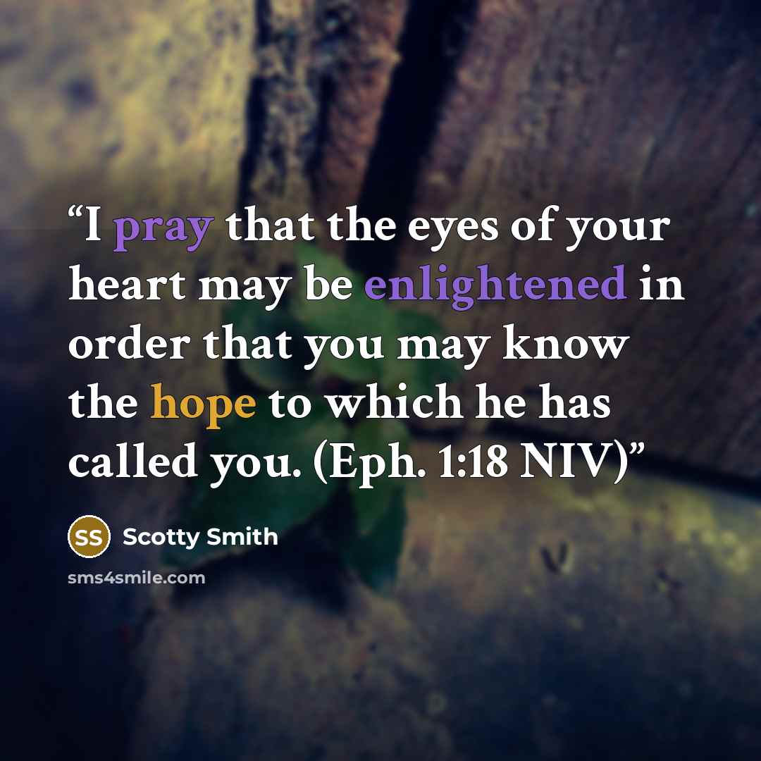 “I pray that the eyes of your heart may be enlightened in order that you may know the hope to which he has called you. (Eph. 1:18 NIV)” quote by Scotty Smith