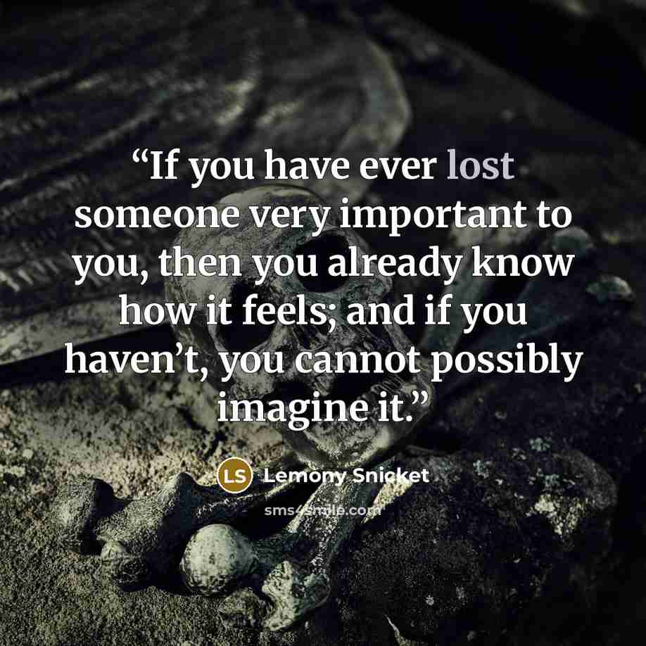 “If you have ever lost someone very important to you, then you already know how it feels; and if you haven’t, you cannot possibly imagine it.” quote by Lemony Snicket