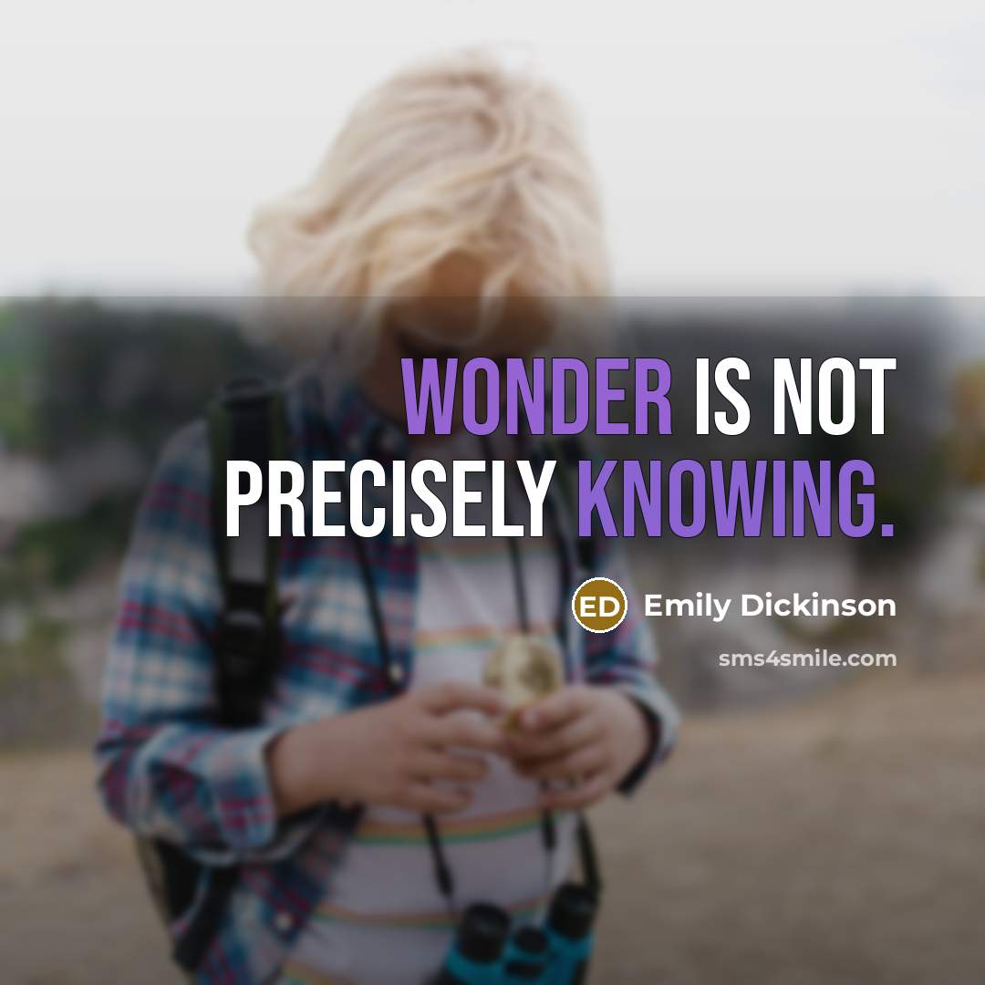 “Wonder is not precisely knowing.” quote by Emily Dickinson