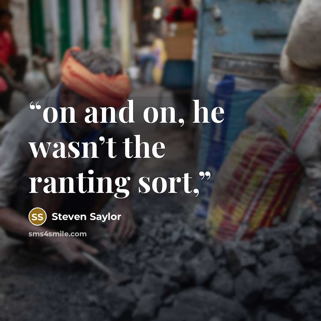 “on and on, he wasn’t the ranting sort,” quote by Steven Saylor