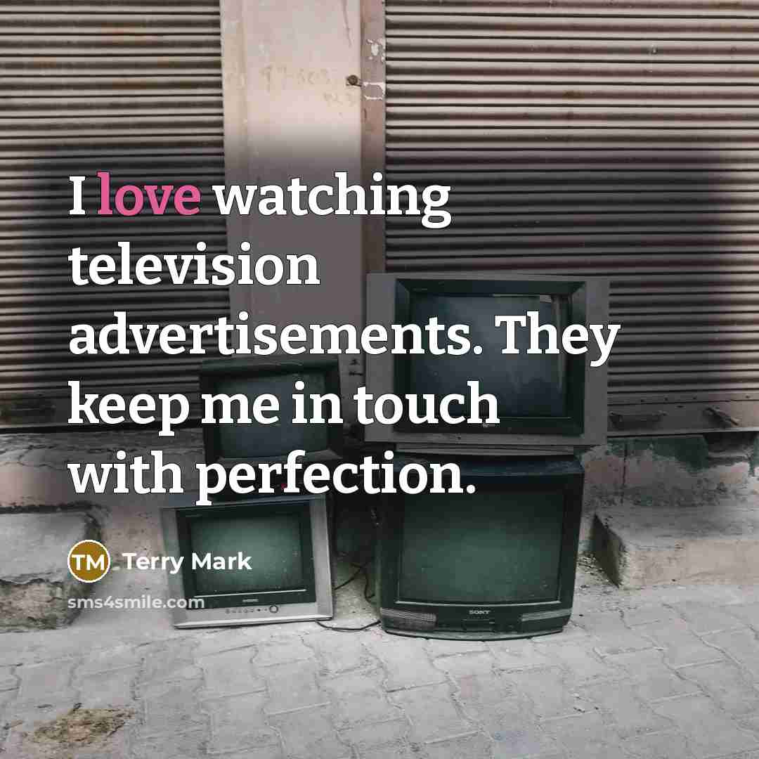 “I love watching television advertisements. They keep me in touch with perfection.” quote by Terry Mark