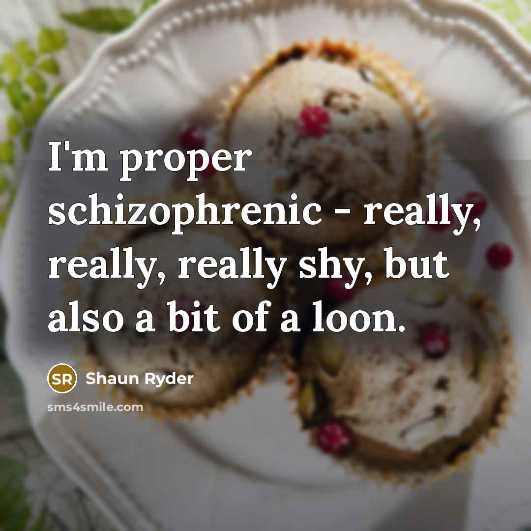 “I'm proper schizophrenic - really, really, really shy, but also a bit of a loon.” quote by Shaun Ryder