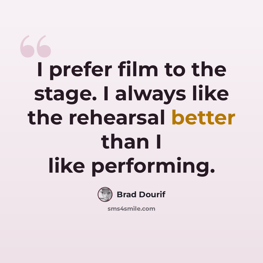 “I prefer film to the stage. I always like the rehearsal better than I like performing.” quote by Brad Dourif