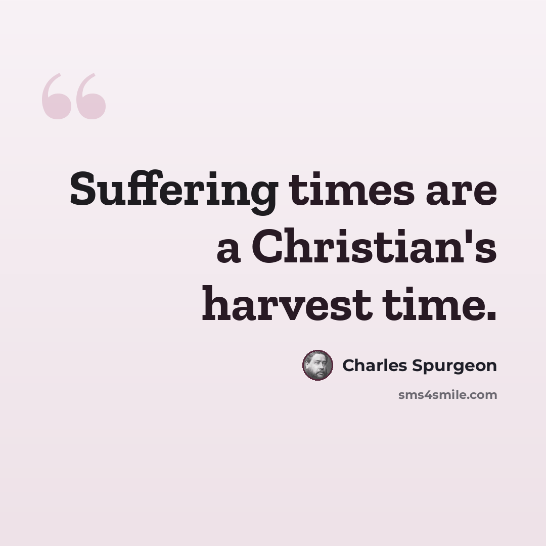 “Suffering times are a Christian's harvest time.” quote by Charles Spurgeon