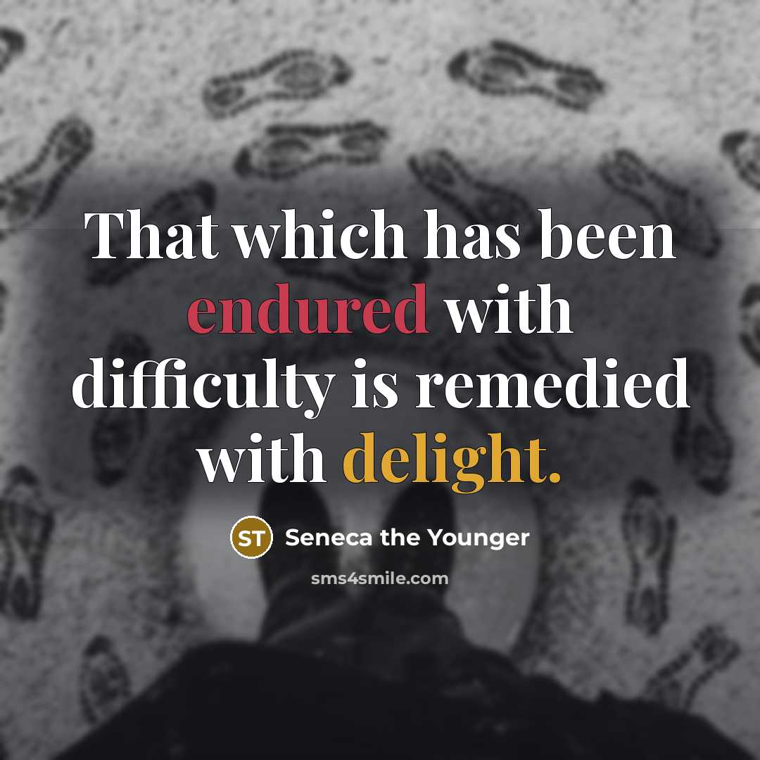 “That which has been endured with difficulty is remedied with delight.” quote by Seneca the Younger