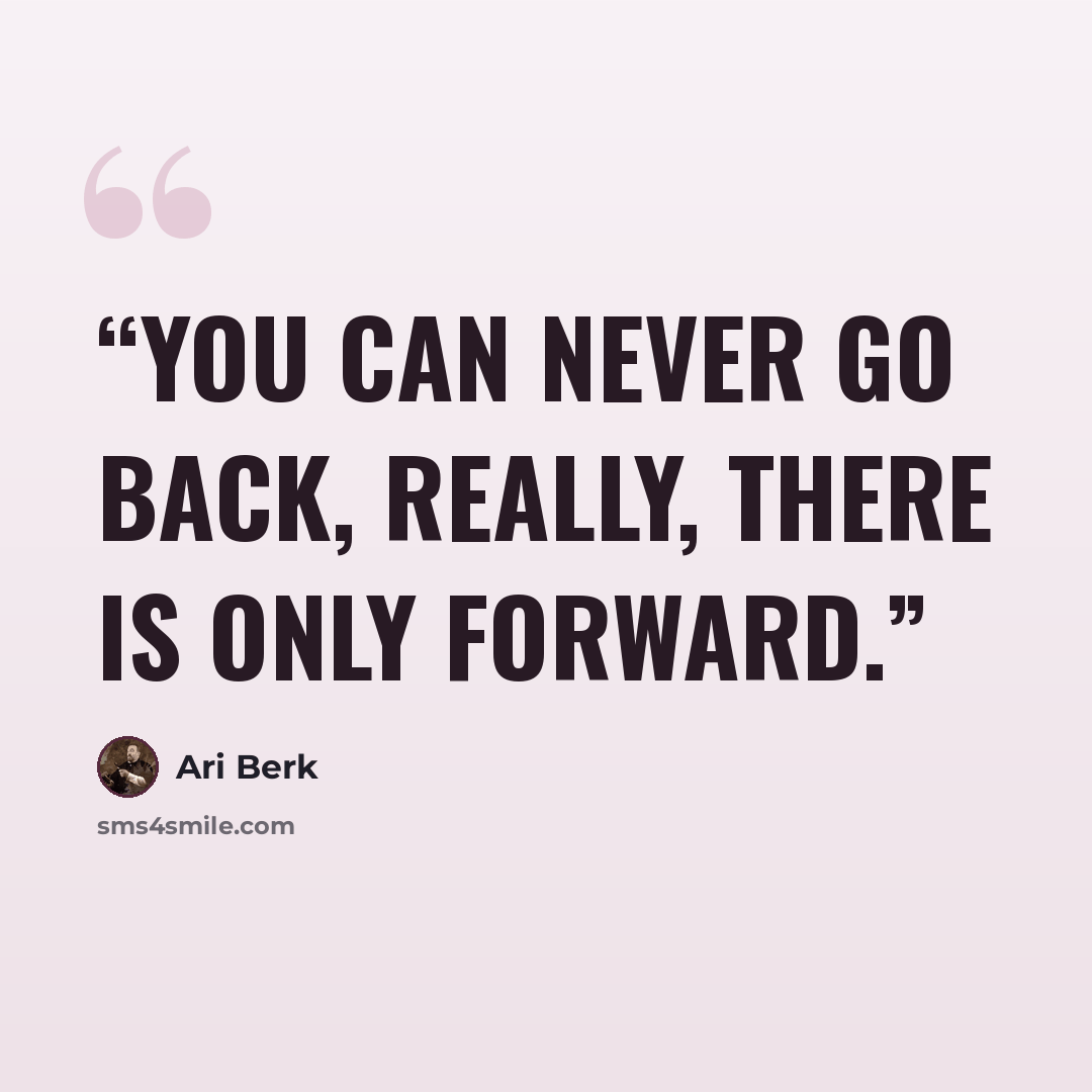 “You can never go back, really, there is only forward.” quote by Ari Berk