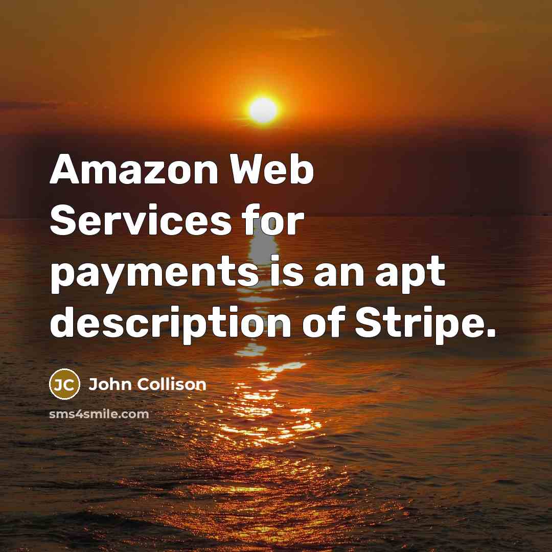 “Amazon Web Services for payments is an apt description of Stripe.” quote by John Collison