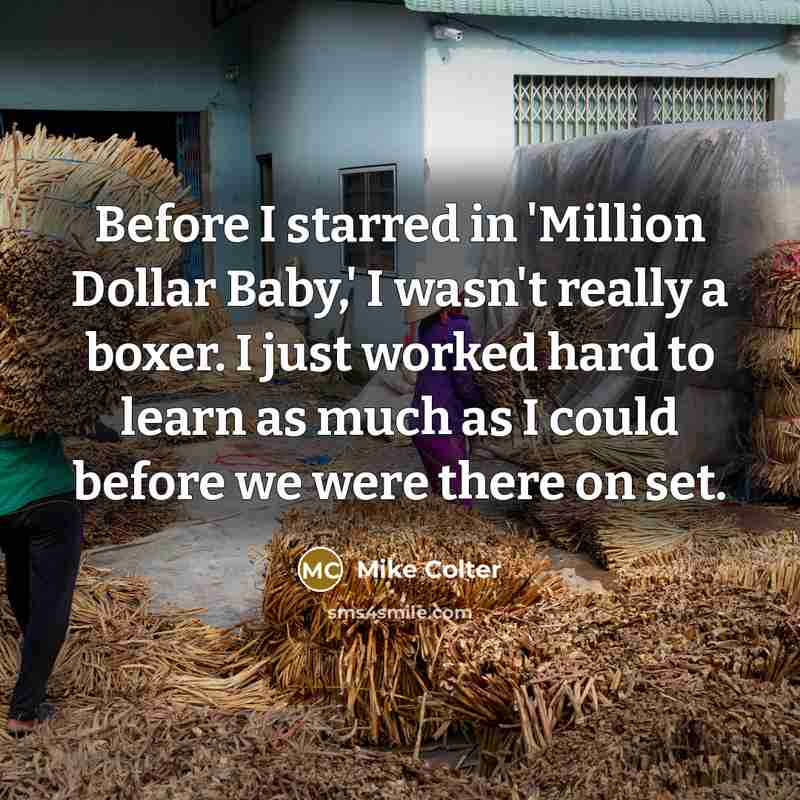 “Before I starred in 'Million Dollar Baby,' I wasn't really a boxer. I just worked hard to learn as much as I could before we were there on set.” quote by Mike Colter
