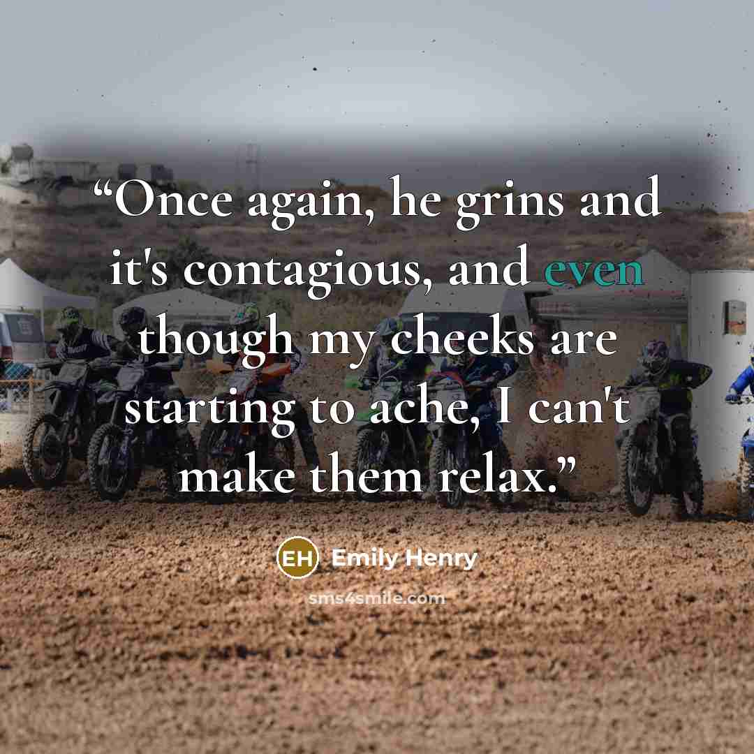 “Once again, he grins and it's contagious, and even though my cheeks are starting to ache, I can't make them relax.” quote by Emily Henry