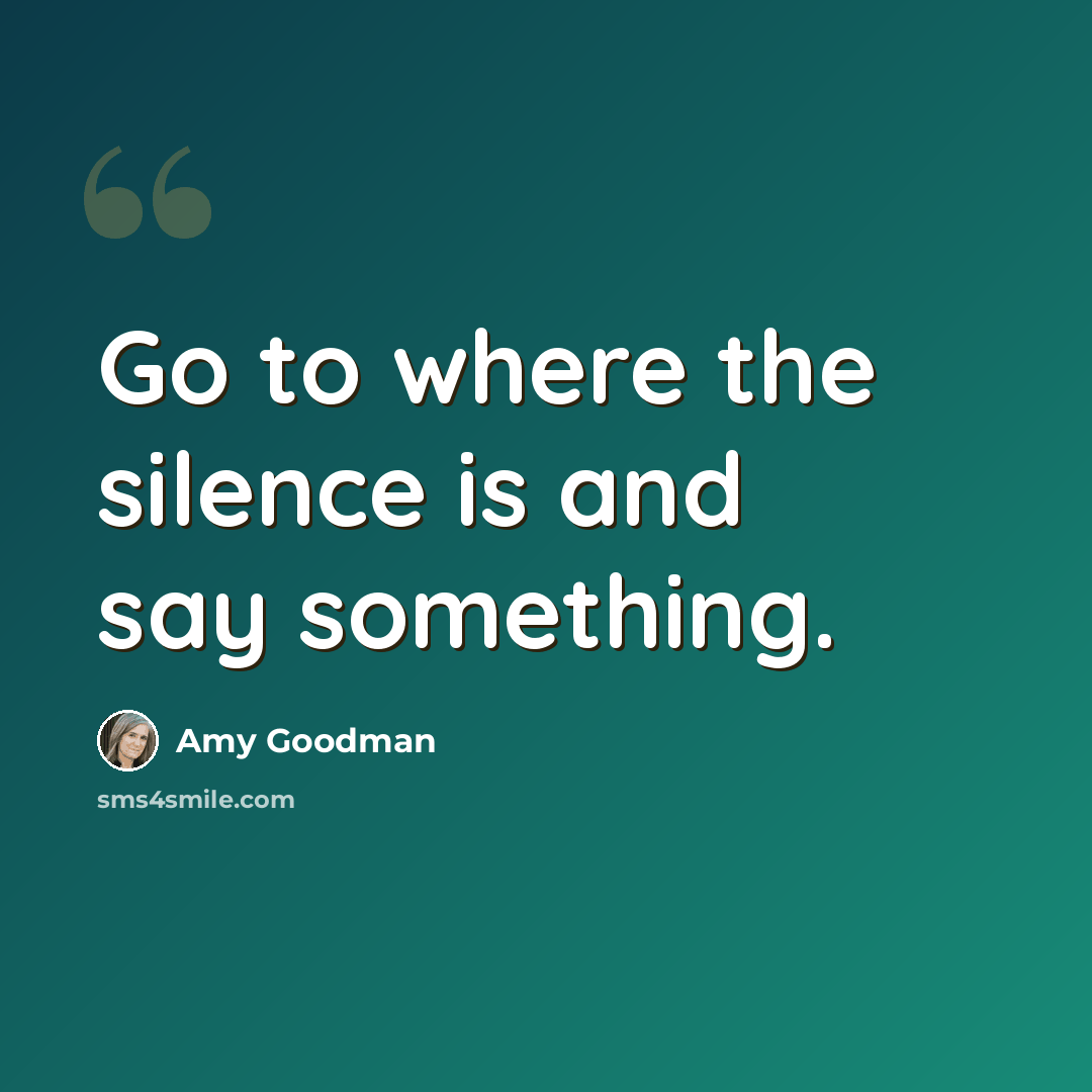 “Go to where the silence is and say something.” quote by Amy Goodman