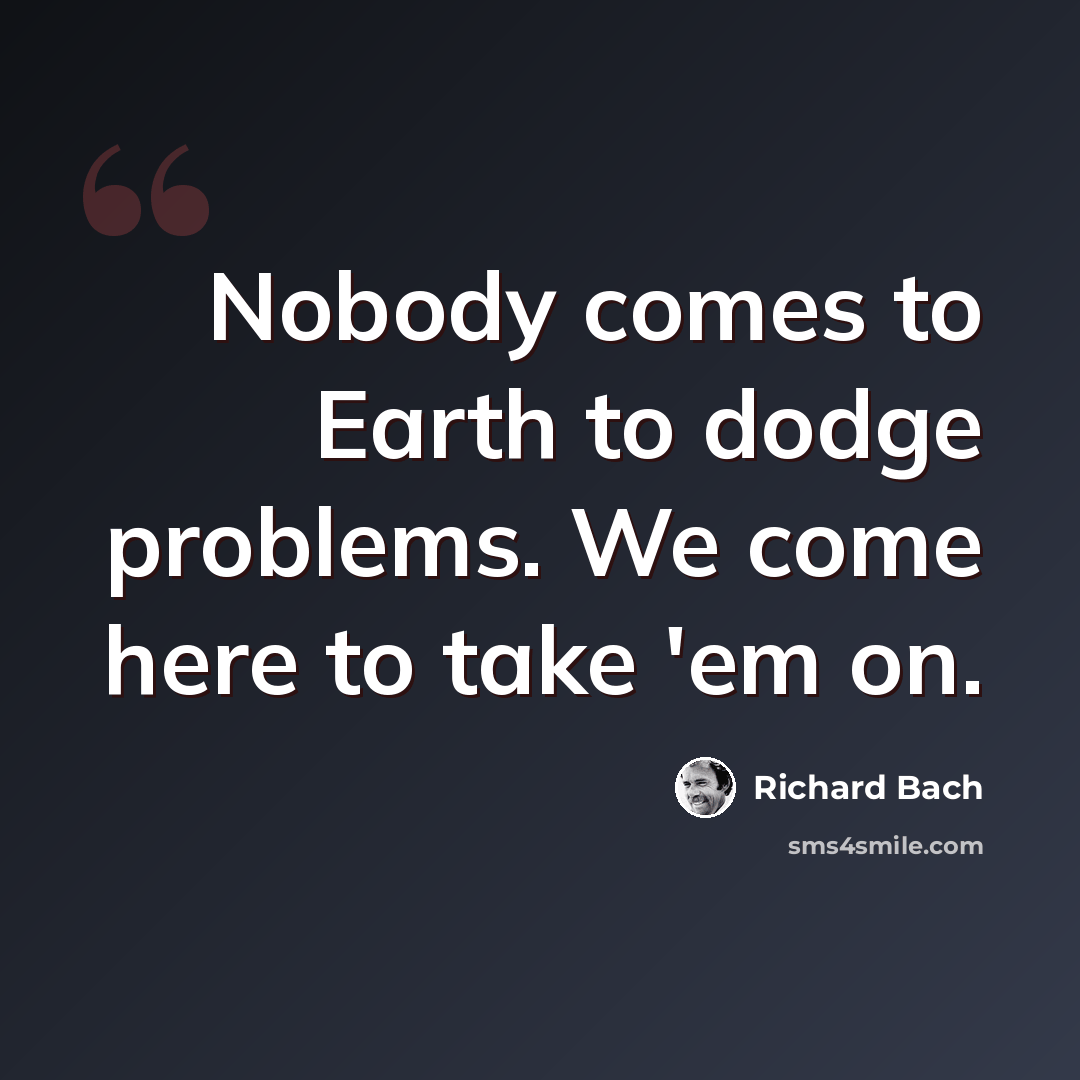 “Nobody comes to Earth to dodge problems. We come here to take 'em on.” quote by Richard Bach