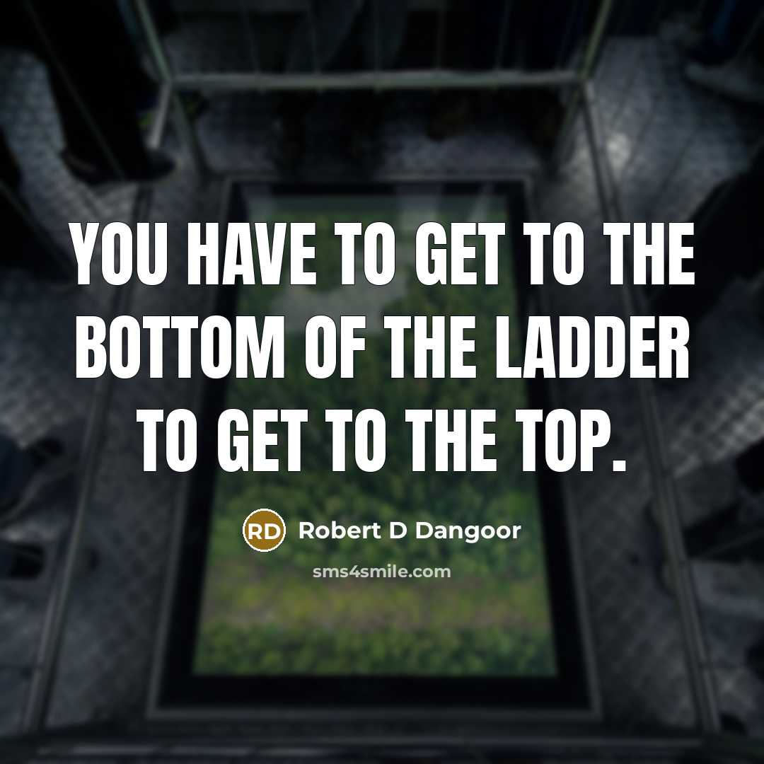 “You have to get to the bottom of the ladder to get to the top.” quote by Robert D Dangoor