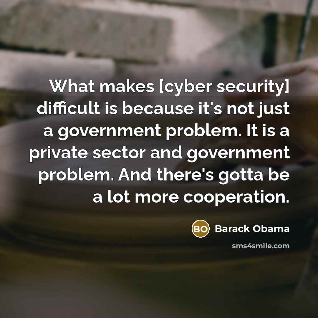 “What makes [cyber security] difficult is because it's not just a government problem. It is a private sector and government problem. And there's gotta be a lot more cooperation.” quote by Barack Obama