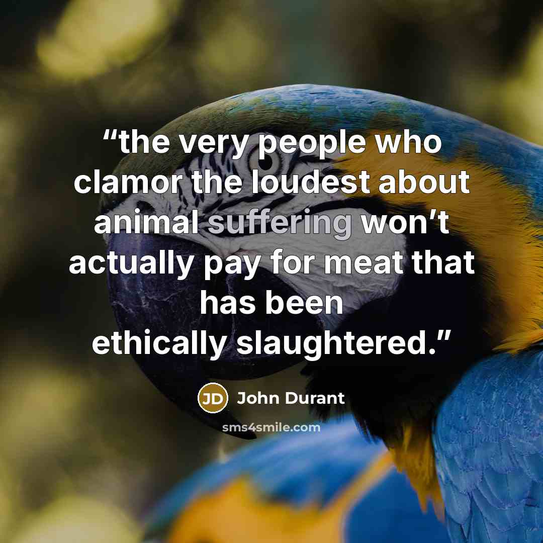 “the very people who clamor the loudest about animal suffering won’t actually pay for meat that has been ethically slaughtered.” quote by John Durant