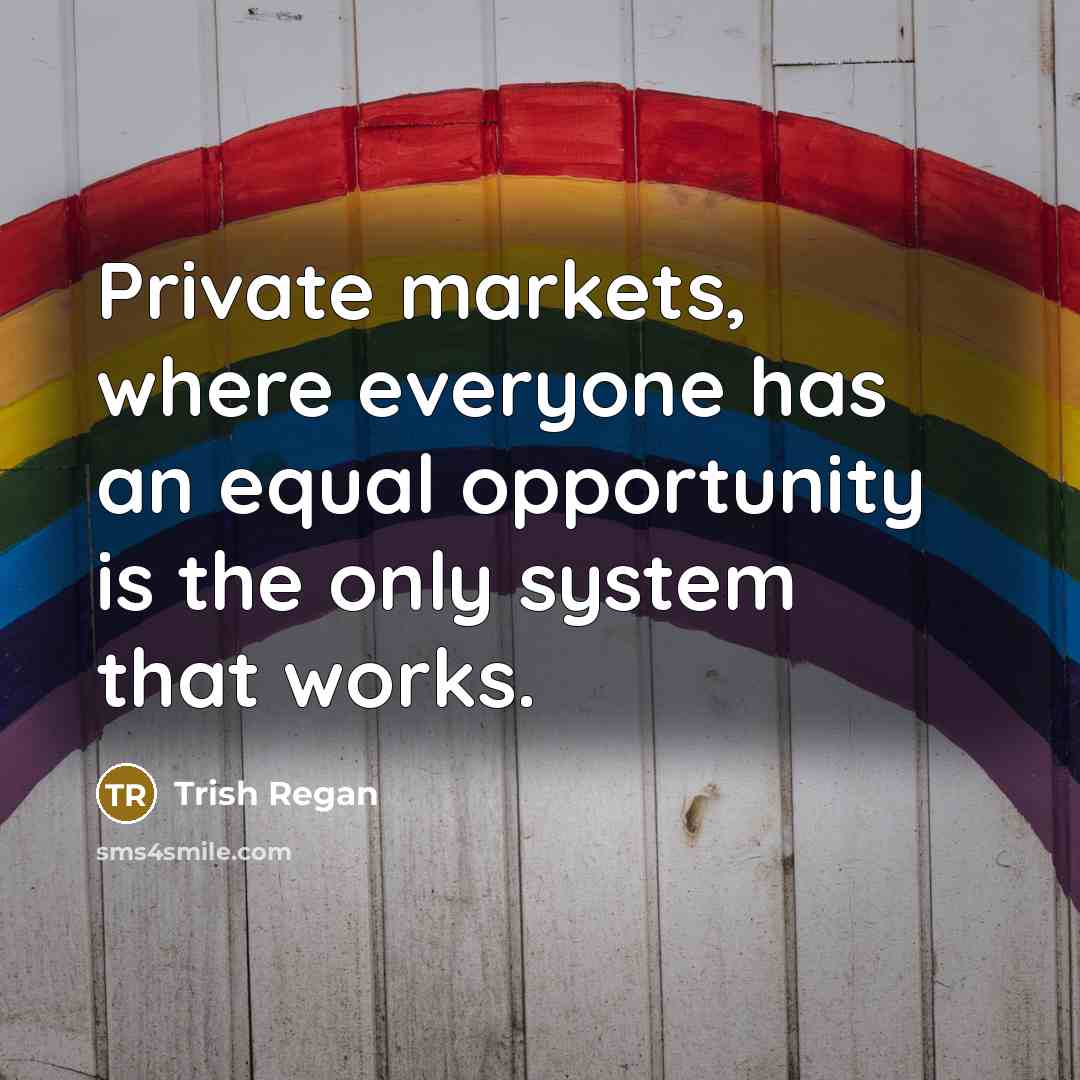 “Private markets, where everyone has an equal opportunity is the only system that works.” quote by Trish Regan