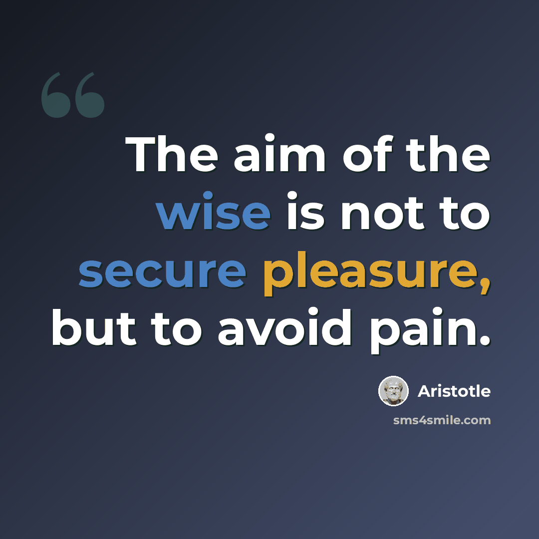 “The aim of the wise is not to secure pleasure, but to avoid pain.” quote by Aristotle