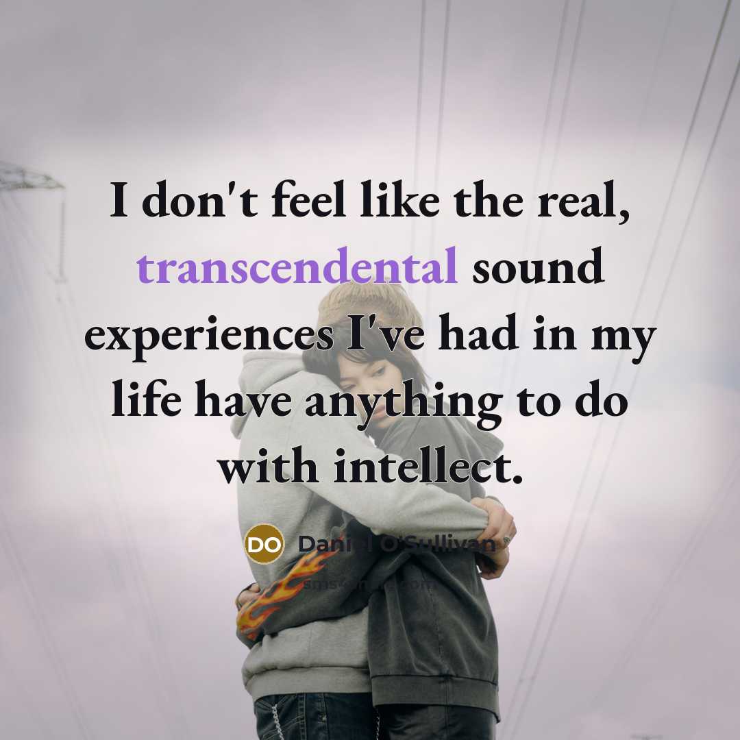 “I don't feel like the real, transcendental sound experiences I've had in my life have anything to do with intellect.” quote by Daniel O'Sullivan